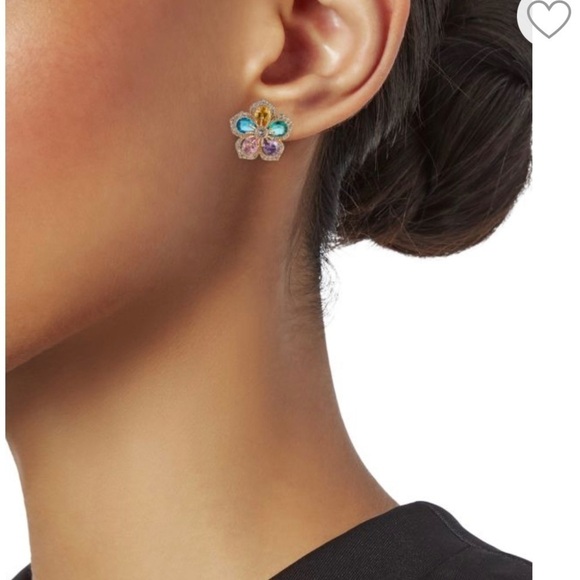 Saks of 5th Luxe Crystal Flower Stud Earrings - Picture 6 of 16